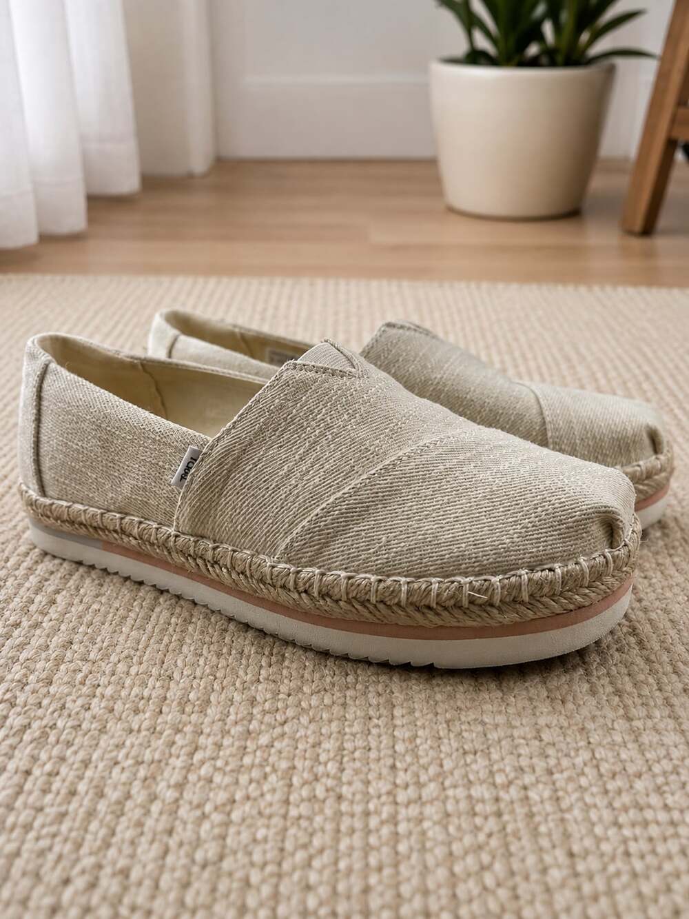 TOMS Alpargata Platform Rope Espadrille Natural Slip On Shoes Womens 7.5